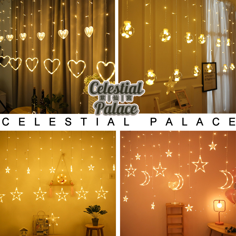 Stars, moon, curtains, lamps, balls, love, gypsophila, net red, bedroom, room decoration, 520