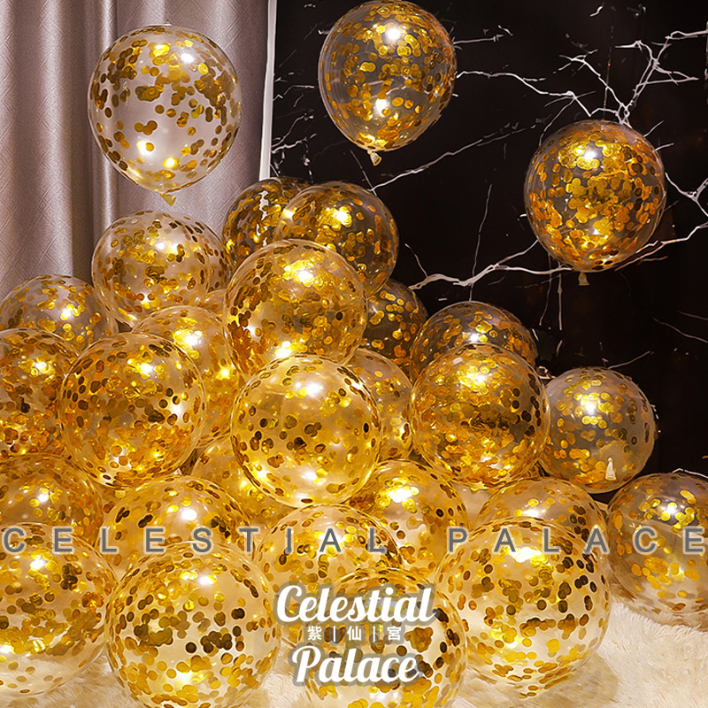 Wedding Transparent Gold Sequin Balloon Wedding Wedding Wedding Room Bedroom Room New Year Decoration Birthday Scene Arrangement