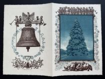 1932 Early large-scale telegraph slip from the German Post Office Christmas winter snow Exquisite woodcut print