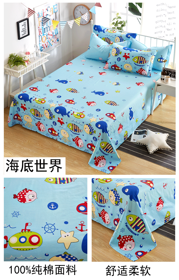 Trẻ em tinh khiết bông vải giường đơn mảnh phim hoạt hình công chúa phong cách ký túc xá 1.2m đơn 1,5 / 1,8 m custom-made bông - Khăn trải giường bộ ga giường