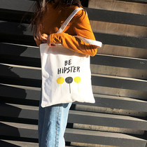 Autumn New thick canvas bag female art wild college style shopping bag bag white zipper shoulder Hand bag