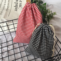 Handmade cloth bag home storage cotton cloth bag corset pocket drawstring bag plaid hipster gift candy bag