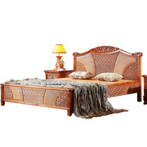 Southeast Asian real rattan bed 1.5 meters rattan art single double bed 1 8 meters rattan bed rattan wood large bed plant rattan bed