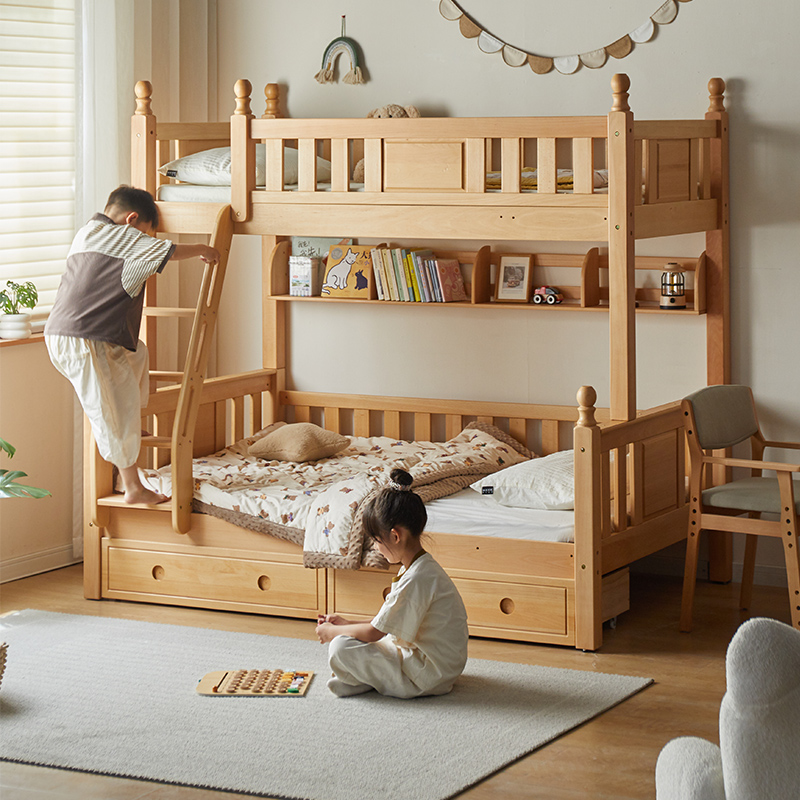Gold Multijoy Solid Wood Children Bed up and down beds High and low bed primary and secondary bed up and down bunk bed European beech wood double bed-Taobao