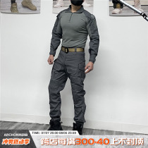 Spring and Autumn men and women outdoor slim long-sleeved suit security performance foot-binding tactical pants lurker frog suit handsome gray