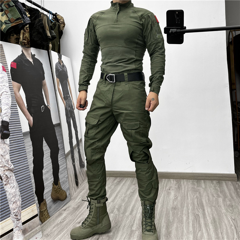Spring Autumn Men And Women Outdoor Tactical Closeted Pants Long Sleeve Suit Security Work Suit Military Green Body Breathable CS New Frogs-Taobao