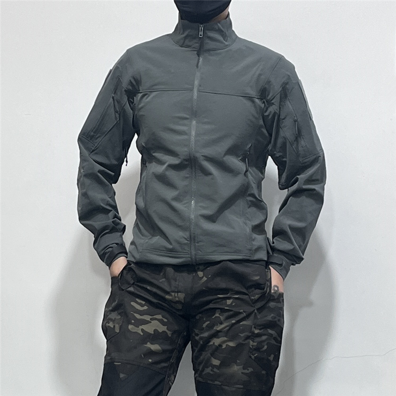 Military Bird Leaf Four-Way Stretch Slim-Fit Softshell Jacket Outdoor Tactical Coat Spring and Autumn Orange Peel Pattern Camouflage Waterproof Stylish