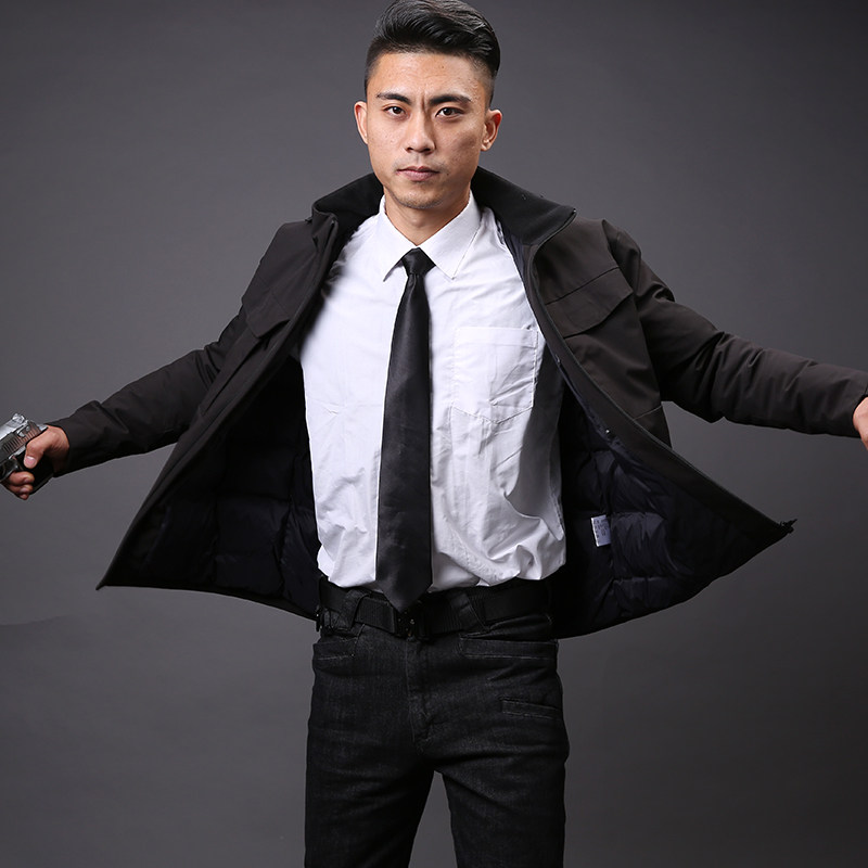 Winter outdoor tactical down hiking suit storm jacket men's cotton jacket waterproof jacket jacket short thick warm business