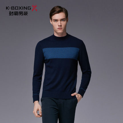 劲霸男士羊毛衫毛衣保暖秋冬新品经典编织纹路羊毛衫|BYYL4355