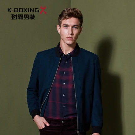 劲霸男士秋季外套夹克简约时尚毛呢茄克|FKWL3361