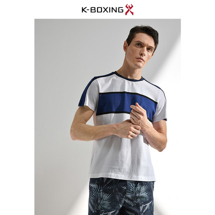 【专柜新品】劲霸2018夏季撞色条时尚短袖丝光棉T恤男|VTBA2548