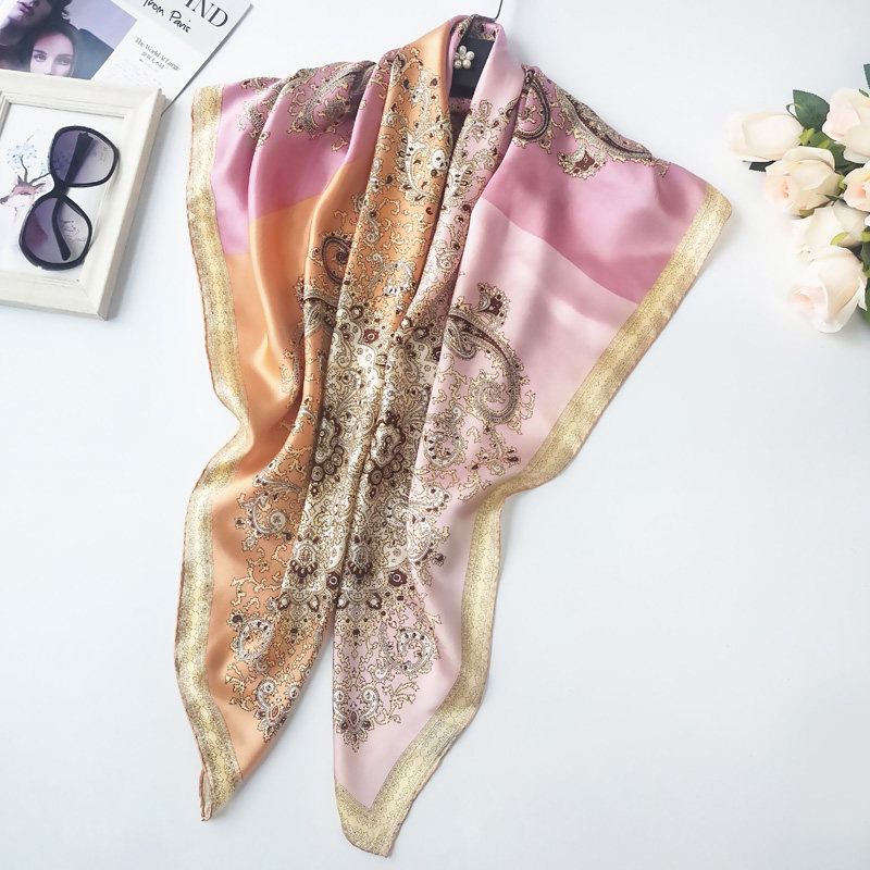 French high-grade satin silk scarf Large towel 110 printing 100% Mulberry silk scarf Hangzhou silk shawl