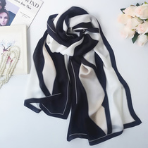 Autumn and winter high grade solid color satin silk silk scarf work 100% mulberry silk scarf female Hangzhou silk shawl dual use
