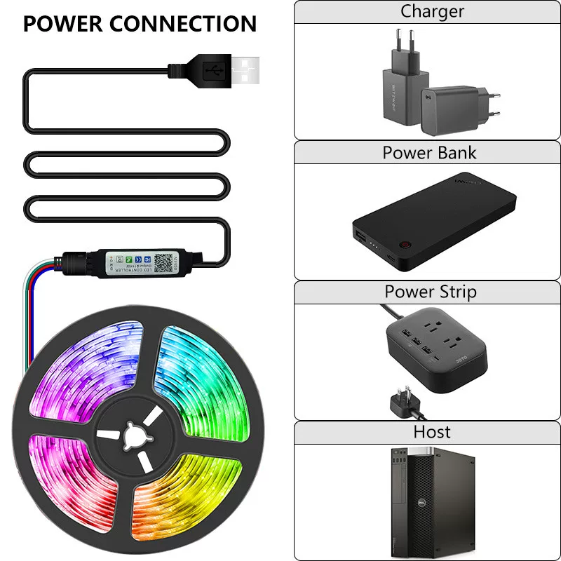 LED-лента свет RGB 5V USB Bluetooth для телевизора, IP65
