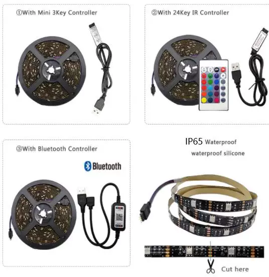 LED-лента свет RGB 5V USB Bluetooth для телевизора, IP65