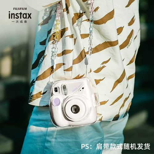 Аксессуары для аксессуаров Fuji Instax Mini7+Сумка для камеры Crystal Shell в сочетании с телом анти -пастинговой сумкой белый розовый