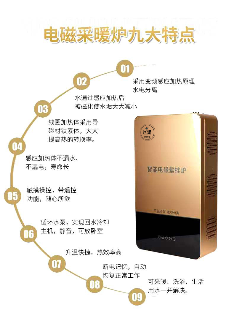 220V12Kw frequency conversion electromagnetic wall heater 380V electromagnetic heating stove for household use