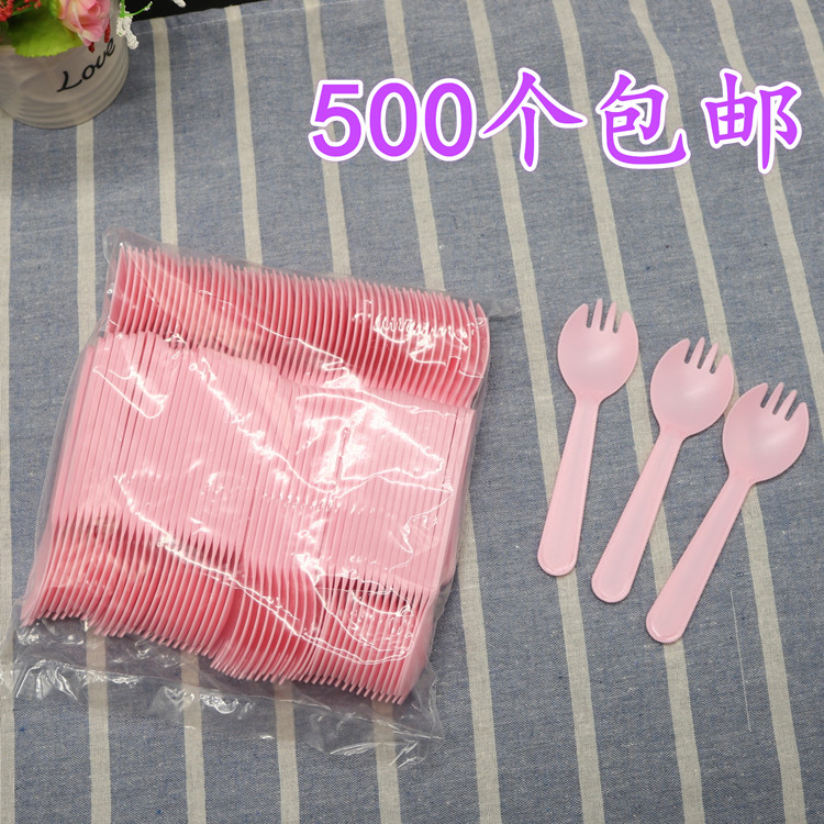 Black Cake Sweet Pitchfork Spoon Disposable Fork Spoon Integrated Independent Package Black Fork Spoon Frosted Thickened Fork Spoon