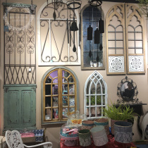 American country retro wrought iron fake window European-style mirror wall-mounted window mirror wall decoration Restaurant outdoor bed and breakfast decoration