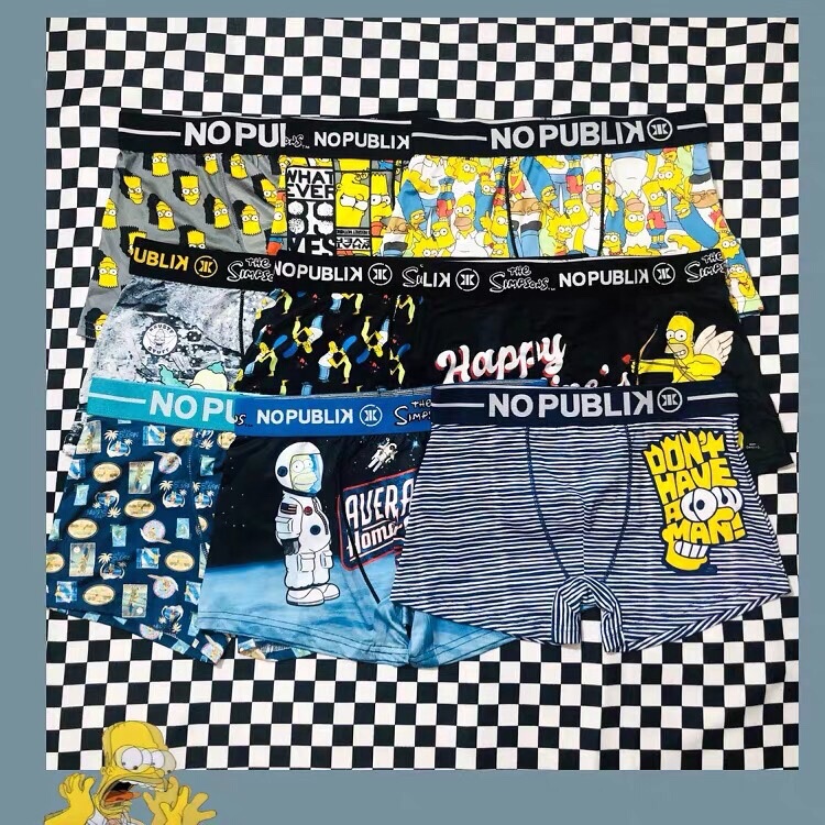 Plus Size - Export Surplus the Simpsons Men's Quick-Dry Cool Ice Silk Short 3D Printed Boxer Briefs
