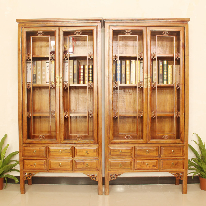 Ming and Qing antique solid wood furniture south elm two doors six
