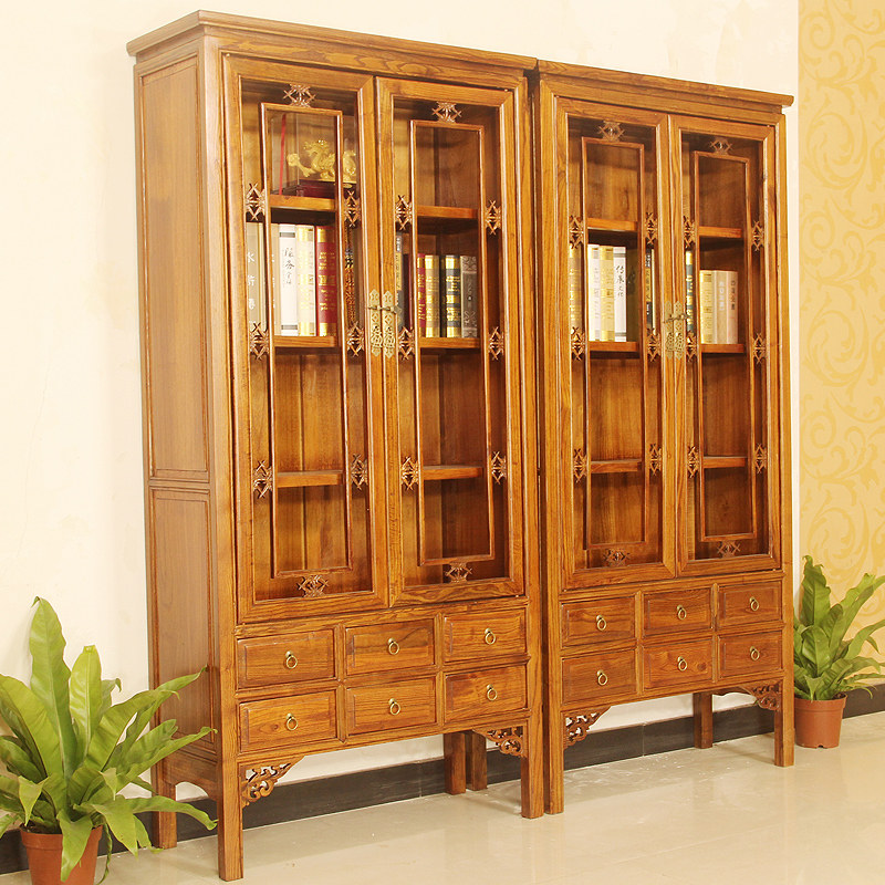 Ming and Qing antique solid wood furniture south elm two doors six