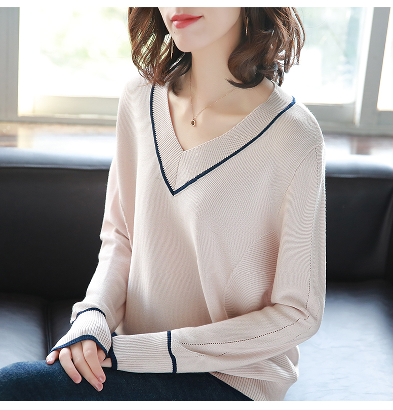 Áo len cổ lọ tay dài tay dài cổ chữ Sh của Shili mùa xuân hè 2018 áo len lông