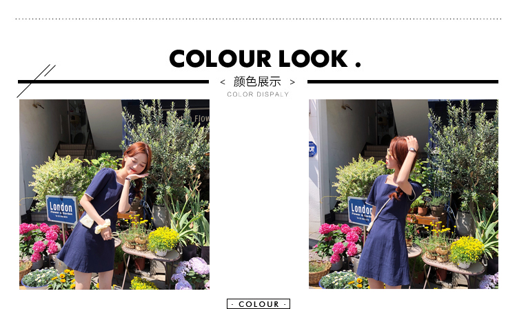 VK旗艦店 韓系時尚小露背滾邊氣質短袖洋裝