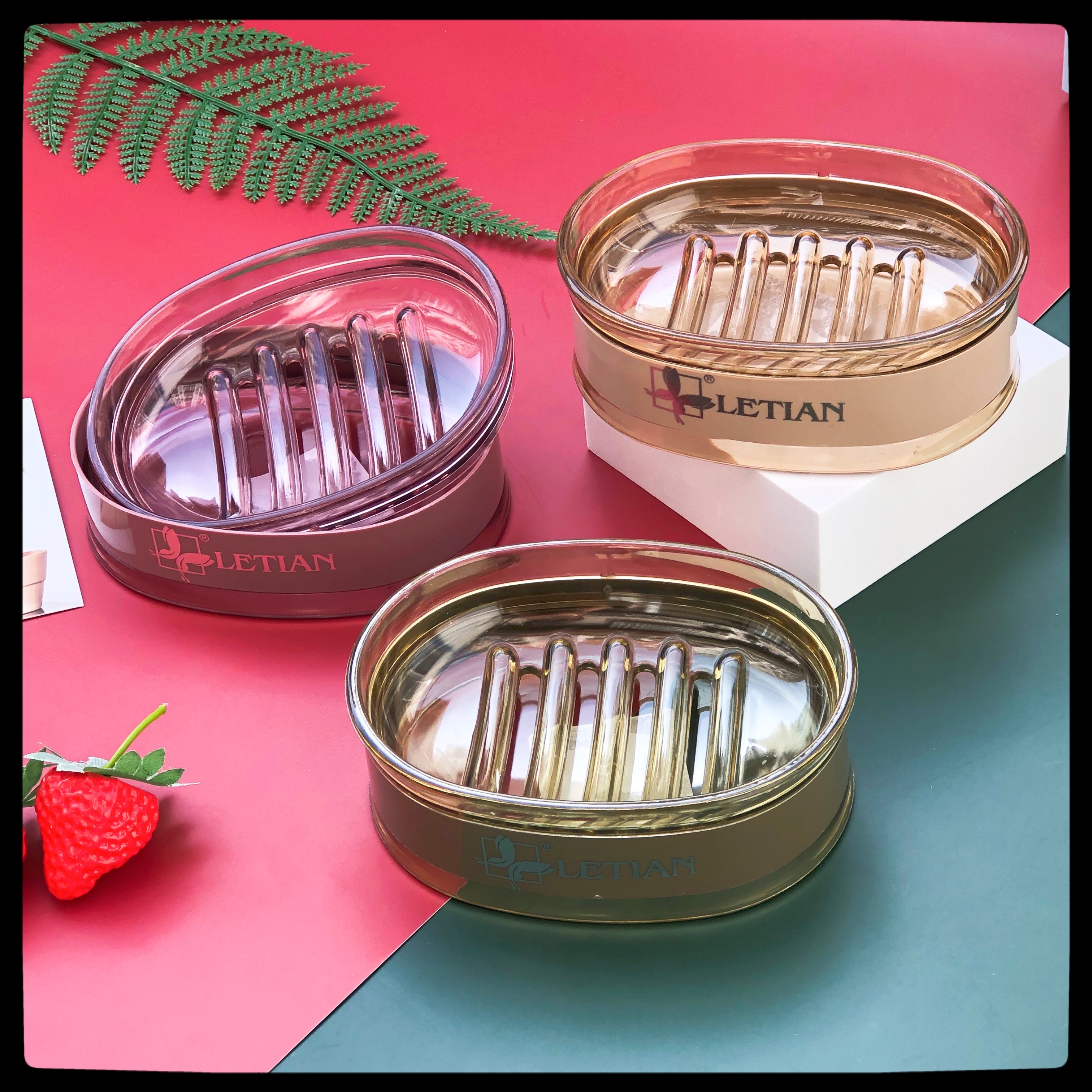 Double-layer soap box European-style oval soap box bathroom household soap rack high-foot drain soap tray without cover soap box