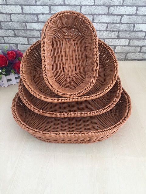 Oval Fruit Pan Basket Imitation Vine Woven Containing Basket Vegetable Basket Bread Basket Hotel Supermarket Special Display Containing Basket