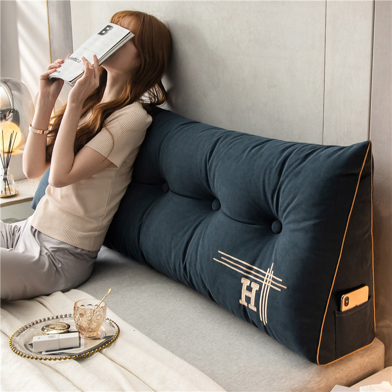 Simple bedside cushion soft bag tatami long strip pillow sofa large backrest double bedroom bed by triangle large pillow