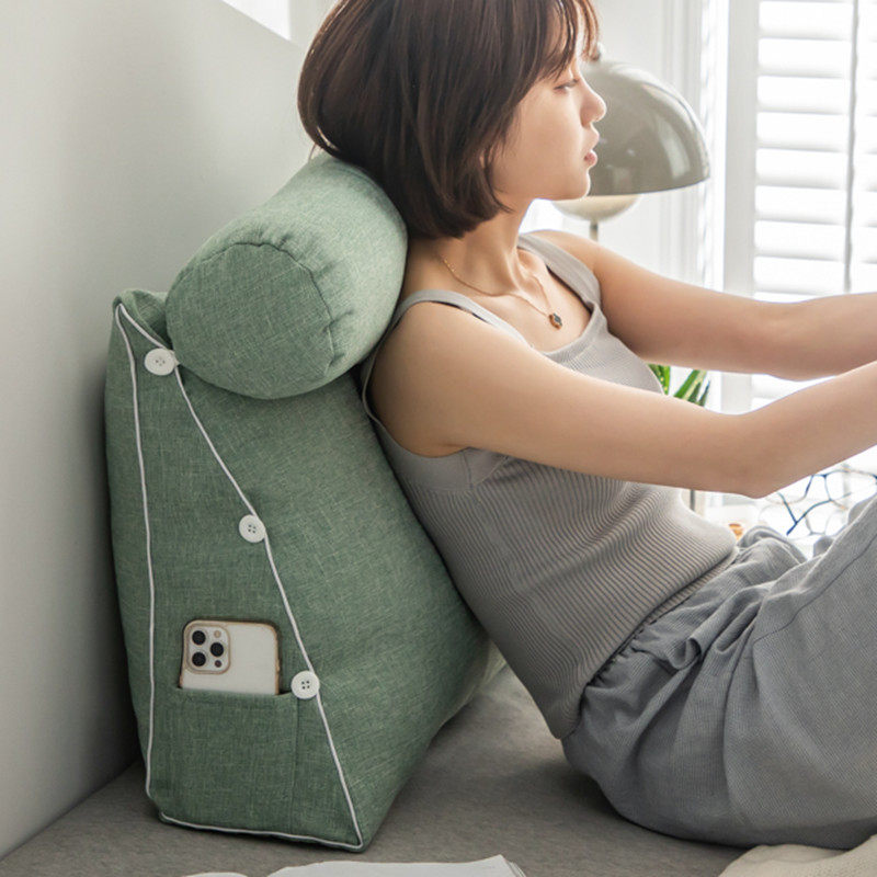 Single sofa bed head cushion triangle pillow office bed large backrest waist tatami soft bag detachable and washable