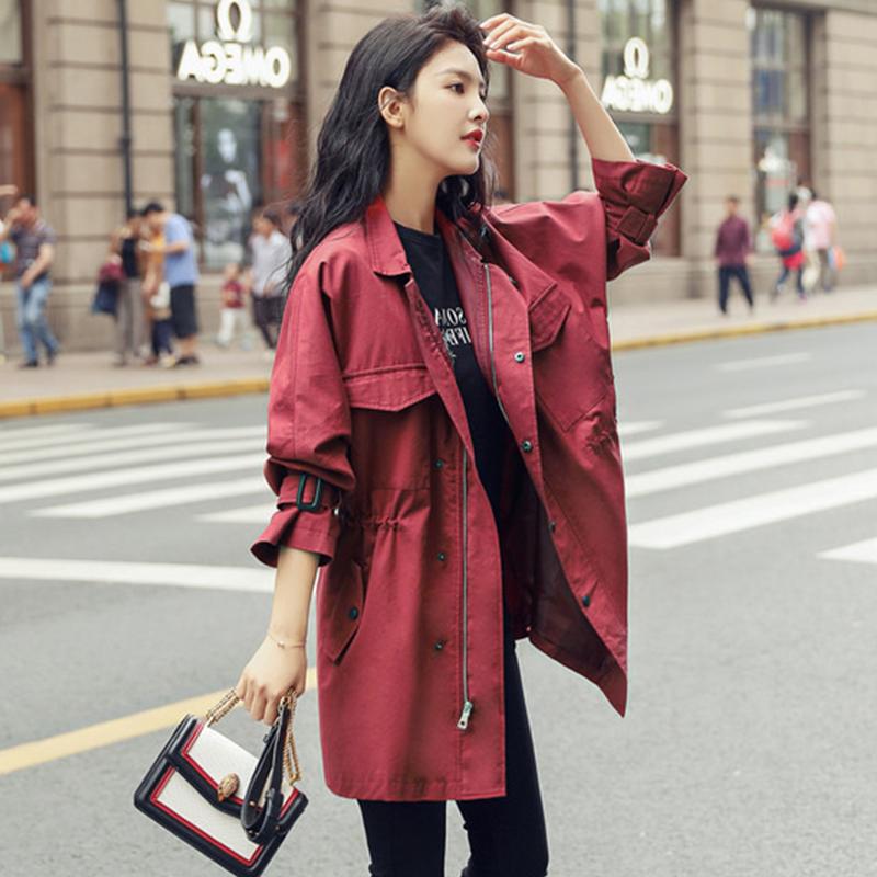 Lecea Alice Korean style trench coat 2022 new mid-length version small all-match casual jacket women