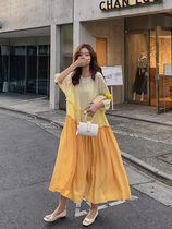 Lecea Alice spliced one-piece dress 2022 Summer new super-fairy Agaric Edge Loose Large Hem Skirt