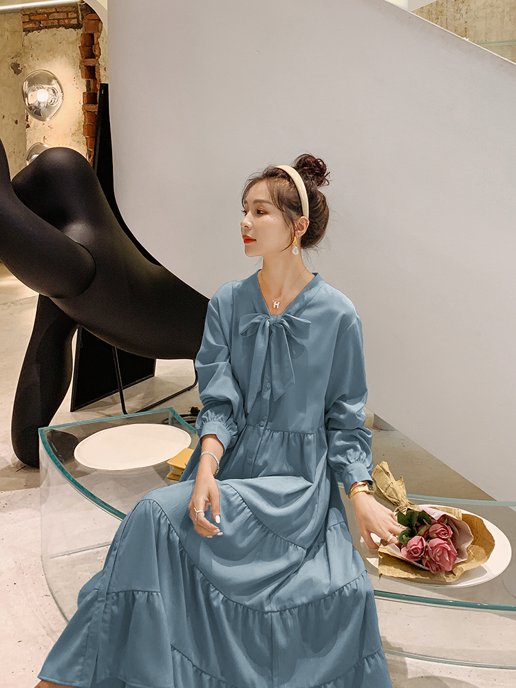 Lecea Alice Light Luxury French Ocean 2022 Spring New Temperance Fold Butterfly Bow Cake Dress