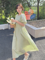 Lecea Alice Blister Sleeves Dress Woman Summer 2022 Summer New Gentle Wind Round Collar Loose Large Hem Skirt