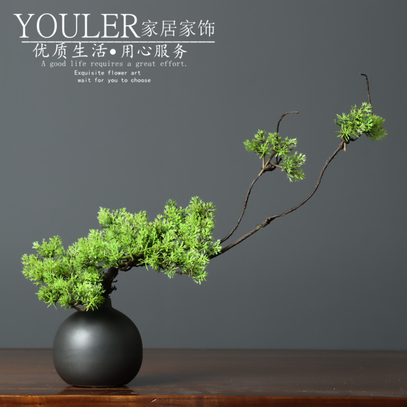 Chinese-Style Artificial Welcoming Pine, Beauty Pine, and Arborvitae Plant Bonsai for Office Desk, Tea Room, Zen-Style Decorative Flower Ornament Chinese-Style Artificial Welcoming Pine, Beauty Pine, and Arborvitae Plant Bonsai for Office Desk, Tea Room, Zen-Style Decorative Flower Ornament