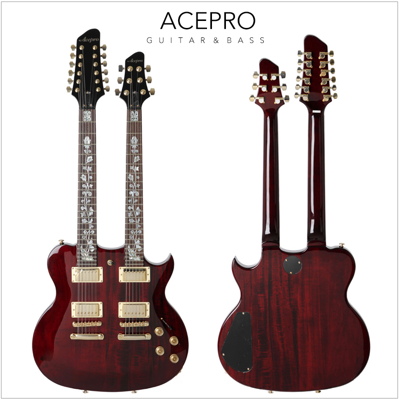 Acepro Love Art Tho AED-90012 Strings 6 Strings Double Head Double Harmonica Neck LP Electric Guitar Student Professional Class