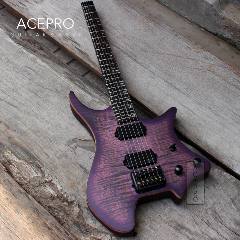 Acepro Electric Guitar Headless Guitar 24 Pint Metal Rock Electric Guitar New Hands Entry-level Portable travel