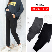 Large size 240 catty ~ pregnant woman sports pants woman autumn winter 2021 new gush thickened loose casual pregnant woman straight tube pants