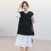 Pregnant woman Liondress Spring 2022 new loose big code cover with no-in-a-fashion splicing fake two pregnant women dresses