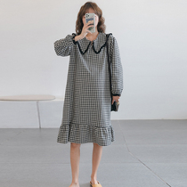 Korean version of big turnover ~ pregnant woman with dress spring and autumn season long sleeves in long sleeves for long sleeves big code pregnant woman nepotism