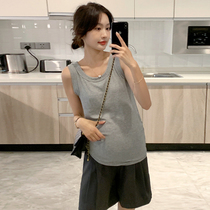 Pregnancy maternity dress Summer sleeveless T-shirt casual fashion 100 lap elastic body sweaters undershirt pure cotton vest blouse short