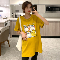 Pregnant woman short sleeve T-shirt 2022 Summer new pregnancy maternity dress Loose Big Code Cartoon Printed Pregnant Woman Summer Dress Blouse Tide