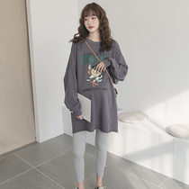 Pregnant womans clothing spring and autumn in the middle of a long section of the covered butt spring dress blouse fashion break-in-the-hole with a large code of gestation and a large code of gestation