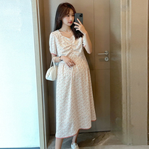 Pregnant woman Liondress Summer Fashion style Yang Temperament Slim Fit Chest Front Laps High Waist Display Slim And Fresh Crummy Dresses