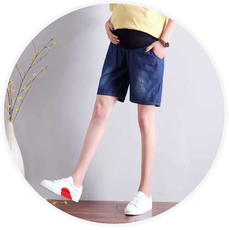 Phụ nữ mang thai mùa hè quần short mỏng thai sản quần thể thao giản dị mặc năm điểm jeans dạ dày lift lỏng cộng với chất béo kích thước lớn