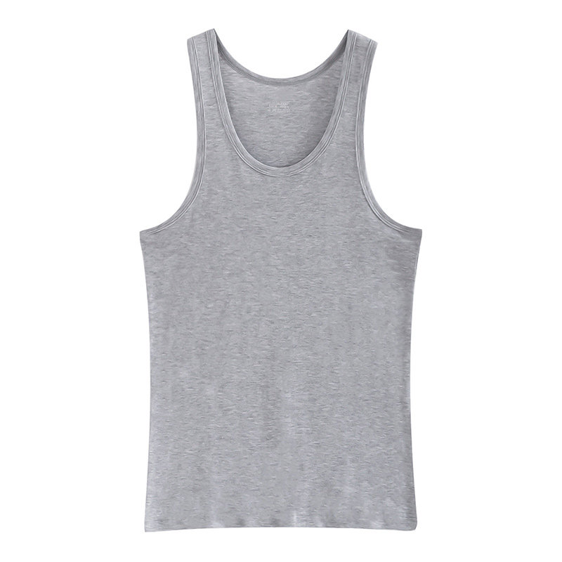 Sen Goose men's cotton vest round neck middle-aged loose large size fat ribbed vest two ribs