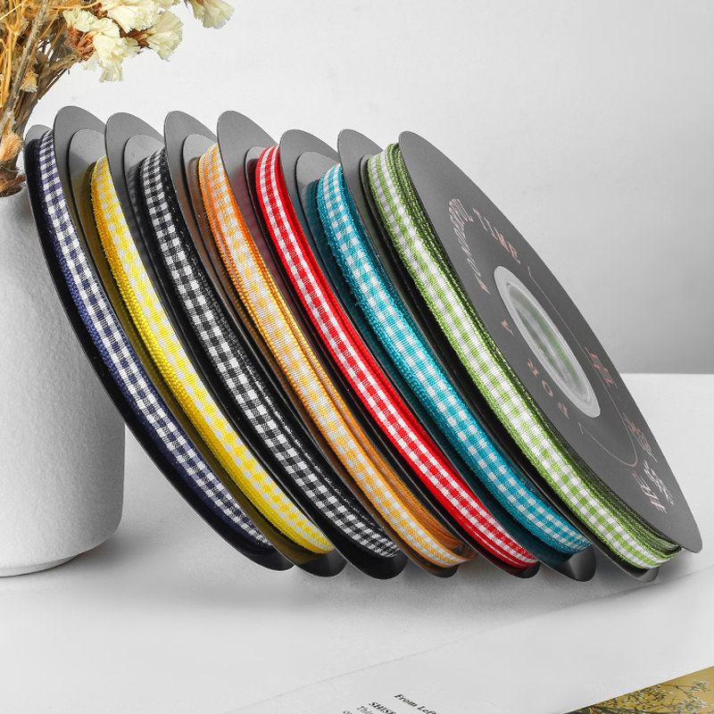 Plaid ribbon with Valentine's Day gift box Decorative Ribbon handmade Diy Butterfly knot Festive Gift Strap Flower Bouquet Ribbon