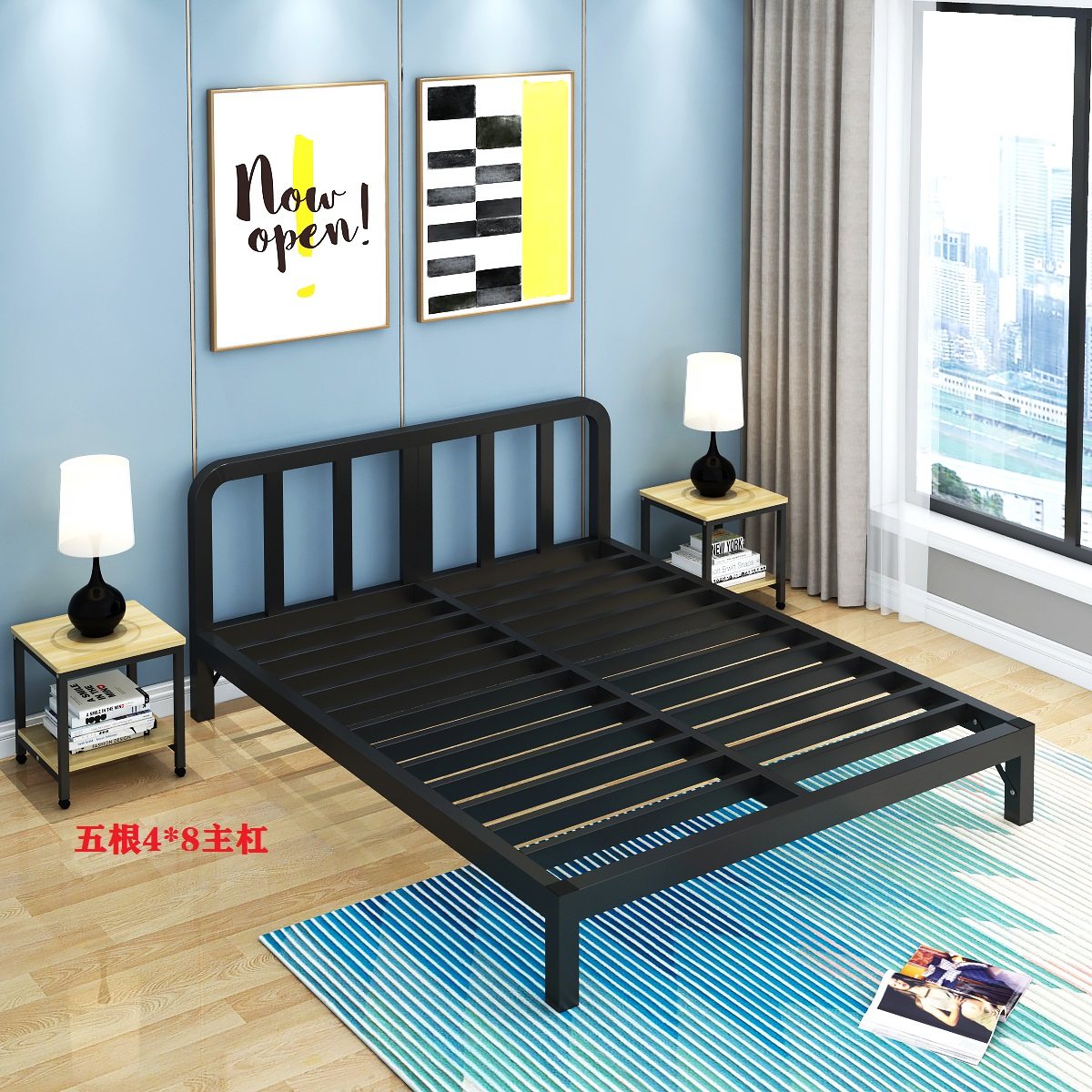 Buy Simple modern single double iron bed 1.5 m 1.8 m 1.2 iron bed